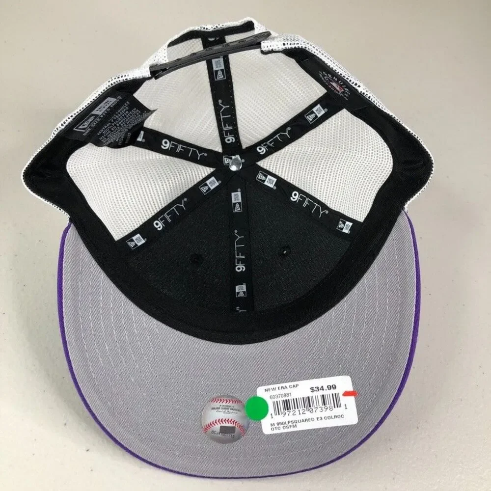 New Era Colorado Rockies Hat Cap 9Fifty Snapback Black Purple MLB Baseball Patch